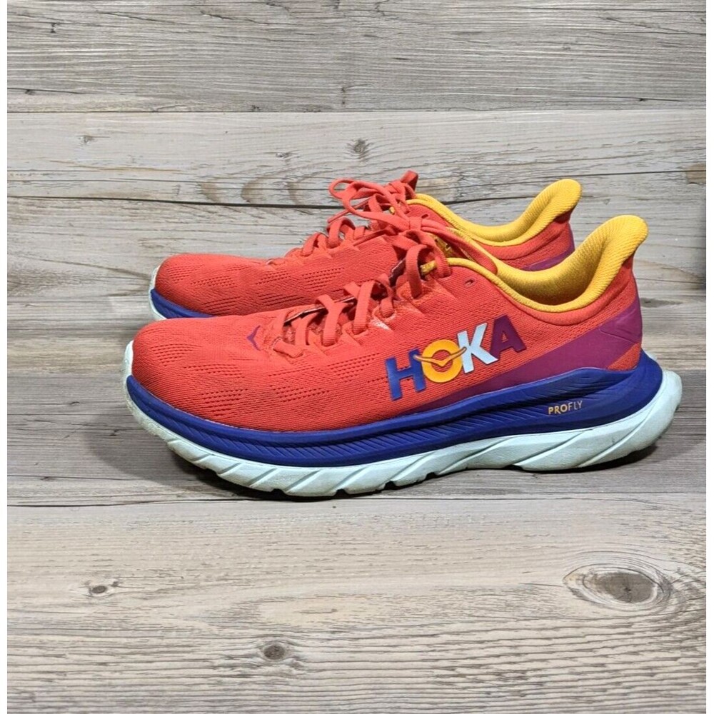 Hoka One One Mach 4 Running Shoes Mens 9D Fiesta Red Bluing 1113528-FBLN